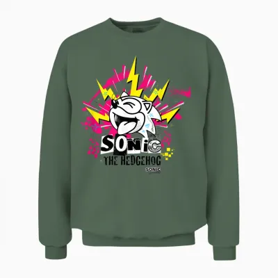 Sonic the Hedgehog - Punk Sonic Unisex Sweatshirt - Military Green