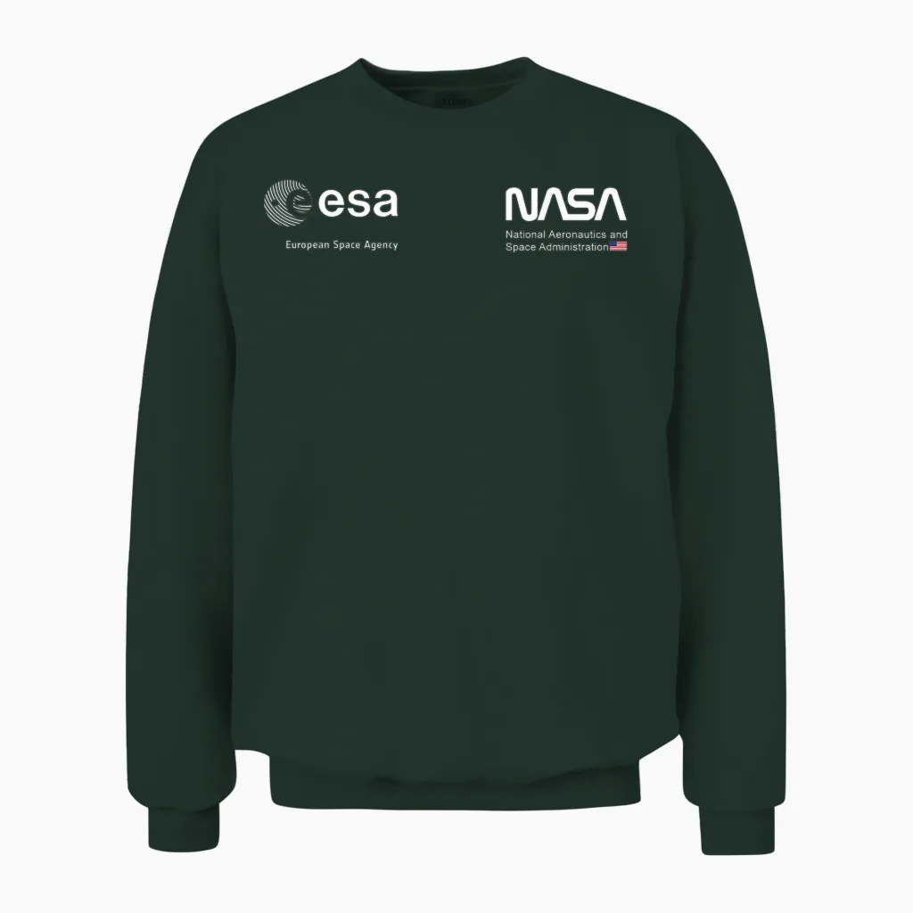 Nasa Worm and Esa Logo Famous and Classic T-Shirt, Black Unisex Sweatshirt in Forest