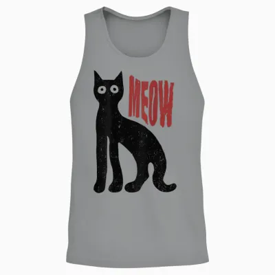 Hip Hop Cat Vintage Retro Edgy Backprint Streetwear Cat T-Shirt, Gray Unisex Tank Top - Sport Grey