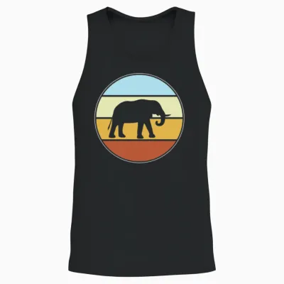 Elephant Retro Unisex Tank Top - Black