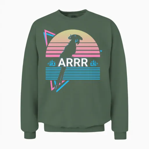 Cockatiel Parrot Retro Bird Lovers Gift Unisex Sweatshirt in Military Green