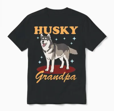 Husky Grandpa Dog Owner Siberian Husky Unisex T-Shirt - Black