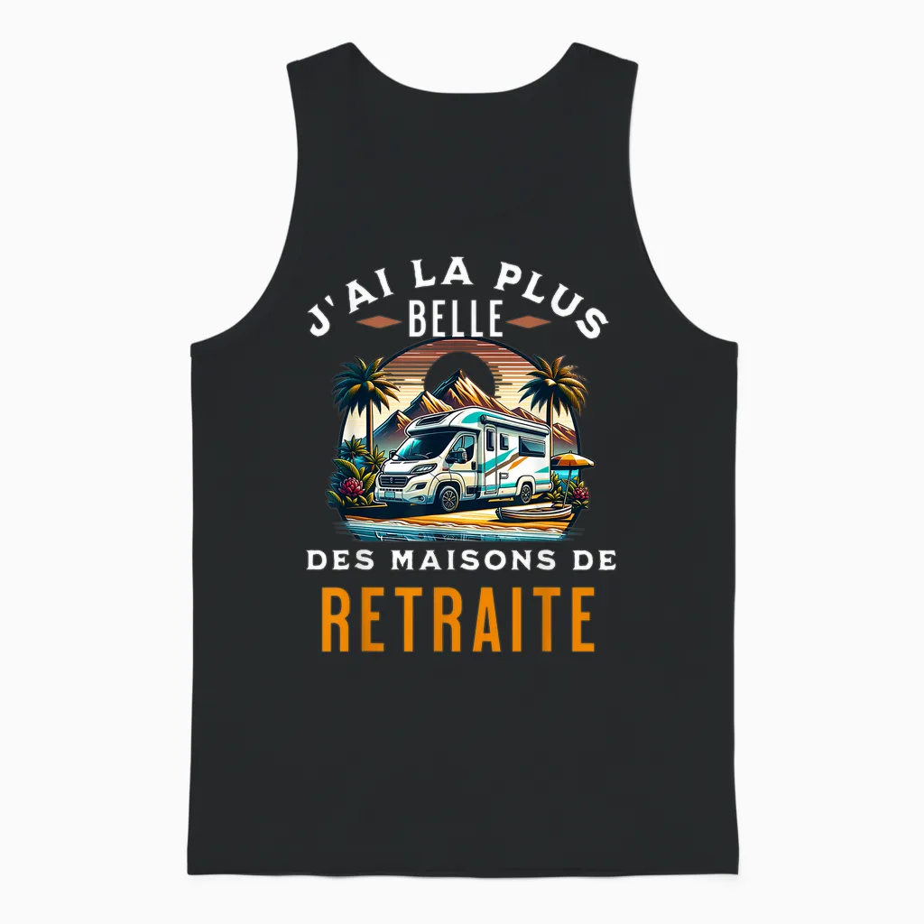 Retired Humor My Motorhome Retirement Gift Funny T-Shirt, Black Unisex Tank Top in Black