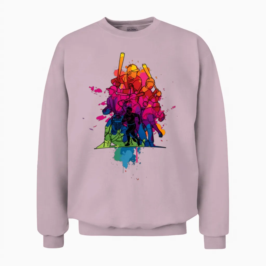 Baseball Catcher Pitcher Batter Tees for Youth Unisex Sweatshirt in Light Pink