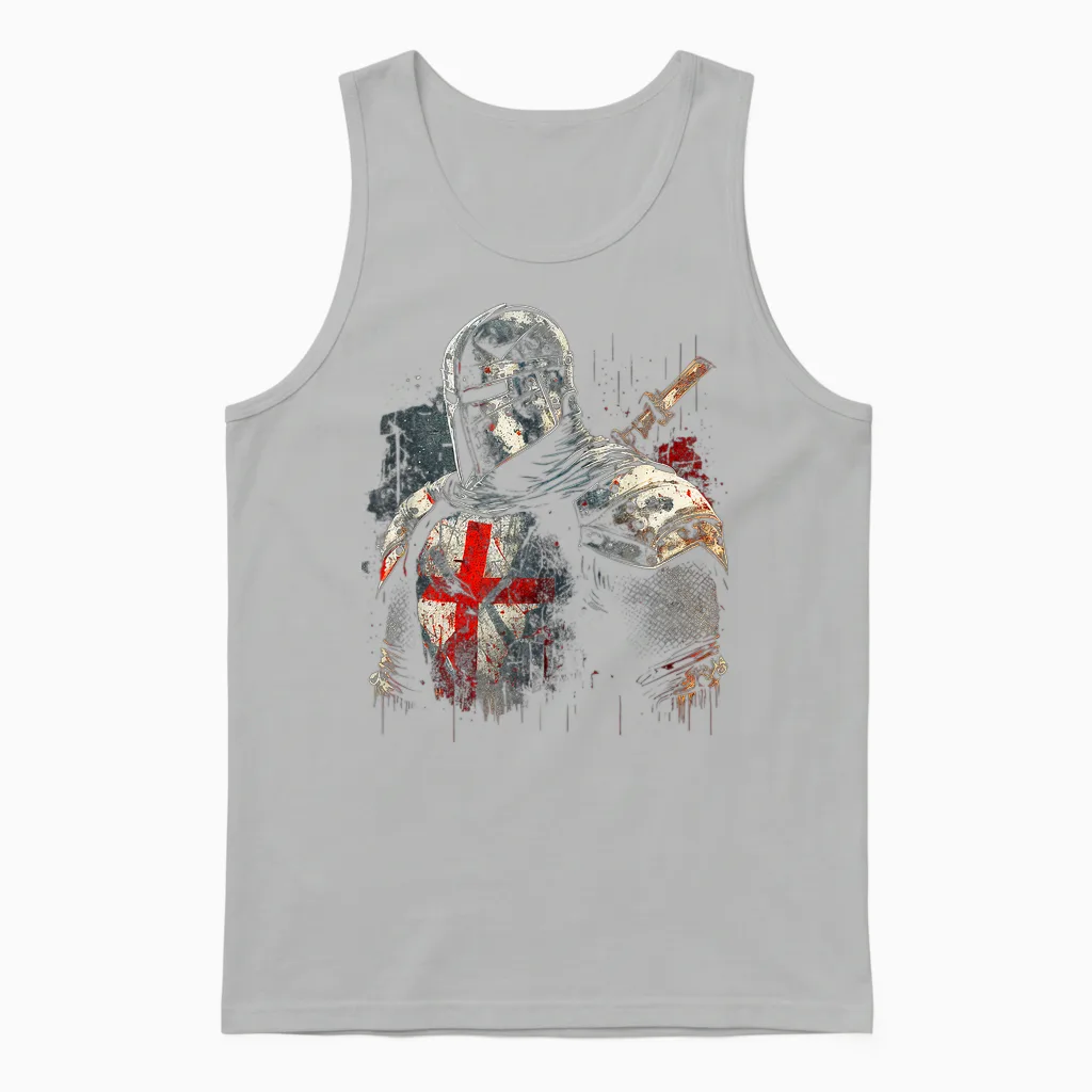 Deus Vult Medieval Knight Templar Crusader Unisex Tank Top in Ash