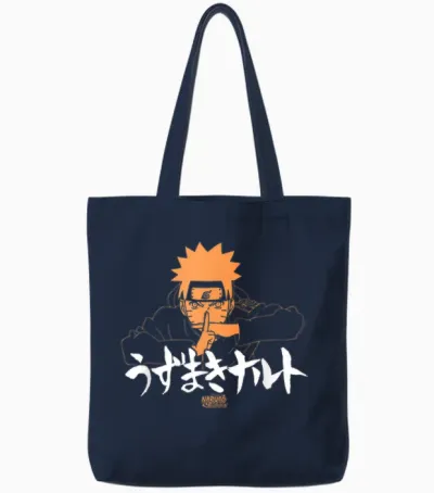 Naruto Shippuden Linear Naruto Jutsu with Kanji Anime Tote Bags - Navy