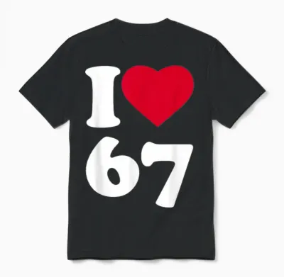 I Heart Love 6-7 Meme Dominosix-Seven Funny 67 Gen Z Alpha Unisex T-Shirt - Black