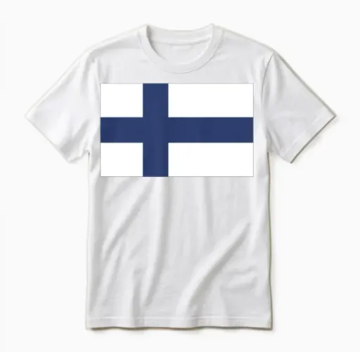 Flag of Finland, Finlands Flag, Flag Finland Unisex T-Shirt in White