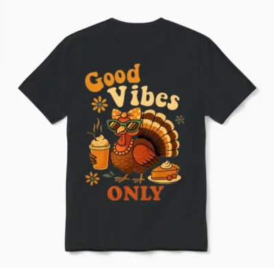 Drinking Coffee Bow Thanksgiving Womens Turkey Unisex T-Shirt - Black
