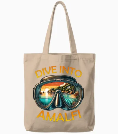 Amalfi Coast Snorkeling Diving Vacation Tote Bags - Natural