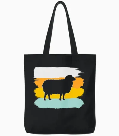 Sheep Retro Tote Bags - Black
