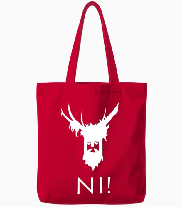 Knights Who Say Ni Tote Bags in Red