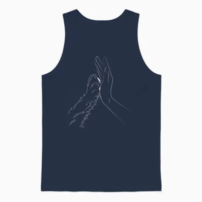 Paw Human Hand Dog Dog Lover Dog Owner T-Shirt, Black Unisex Tank Top - Navy