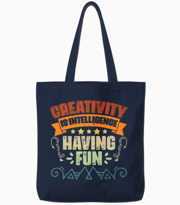 Vintage Creativity Is Intelligence Having Fun An Tote Bags in Navy