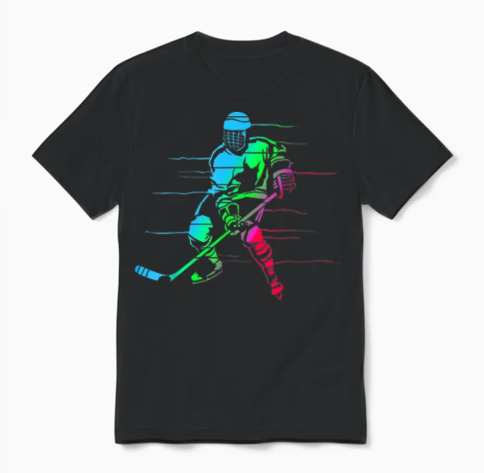 Love Ice Hockey Designs Hobby - Eishockeyspieler, Buntes Design, Hobby-Eishalle T-Shirt, Unisex, S, Kurzarm, Colorful, Klein, Eu 15, 1 Count, Erwachsene, Herren, Damen, Unisex Kinder, Sports/t-Shirts Unisex T-Shirt in Black