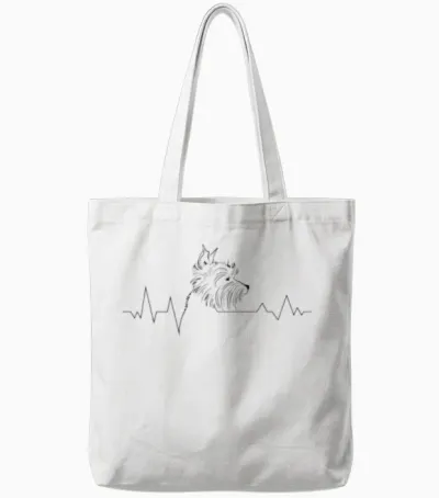 Dog-Breed Yorkshire-Terrier-Dog Heartbeat Dog Tote Bags - White