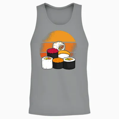 Sushi Aesthetic Retro Sun Unisex Tank Top - Sport Grey