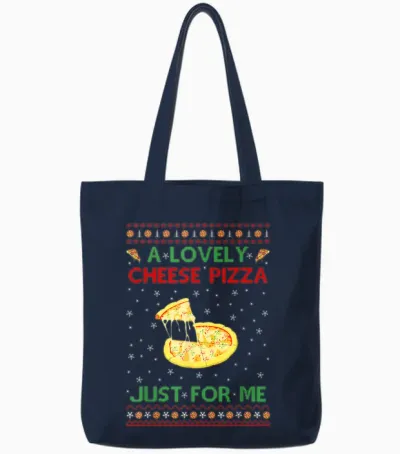 A Lovely Cheese Pizza Shirt Alone Funny Kevin X-Mas Home Tote Bags - Navy