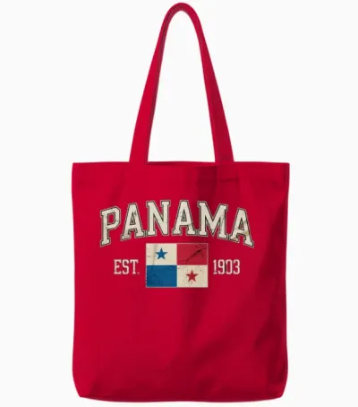 Panama Est 1903 Distressed Flag Design Tote Bags - Red