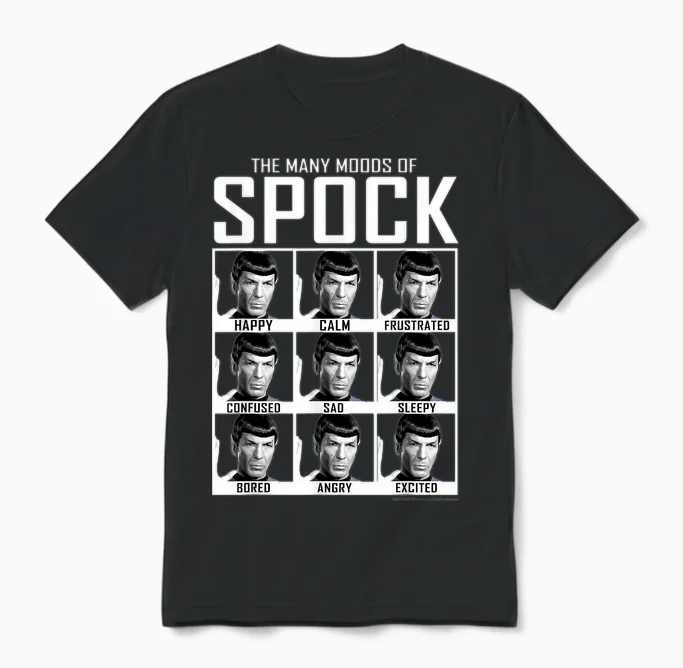Star Trek: the Original Series Moods of Spock Textbook Unisex T-Shirt in Black