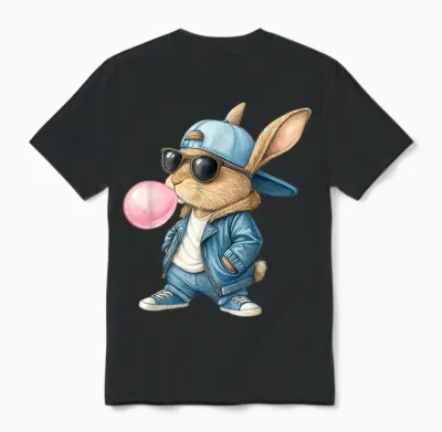 Cooler Hase Osterhase Bunny Kaninchen Kinder Jungen Ostern Unisex T-Shirt - Black