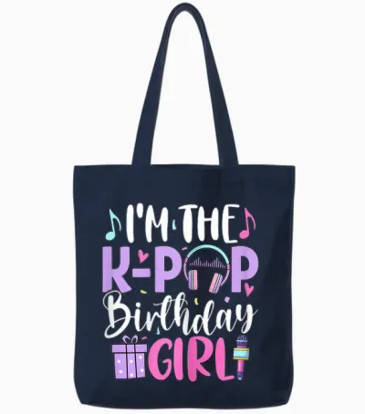 I'm the K Pop Birthday Girl Korean Pop Birthday Party Tote Bags - Navy