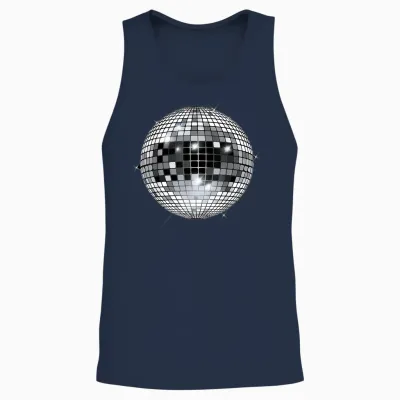 Discoball Vintage Retro House Disco Ball Cool Party T-Shirt, White Unisex Tank Top - Navy