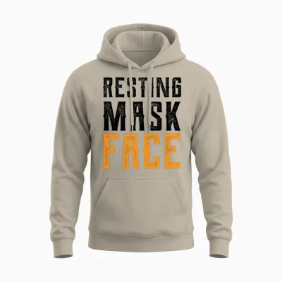 Resting Mask Face Funny Mask Funny Mask Funny Unisex Hoodie - Sand