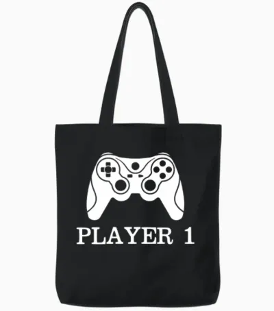 Player 1 Tote Bags - Black