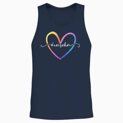 13th Birthday Cute Heart Girl 13 Years Old Teenager Unisex Tank Top - Navy
