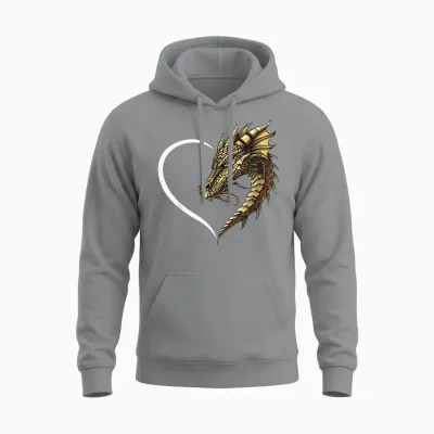 Drachen-T-Shirts Für Damen, Mädchen, Kinder, Drachen-T-Shirt, Herz Unisex Hoodie - Sport Grey