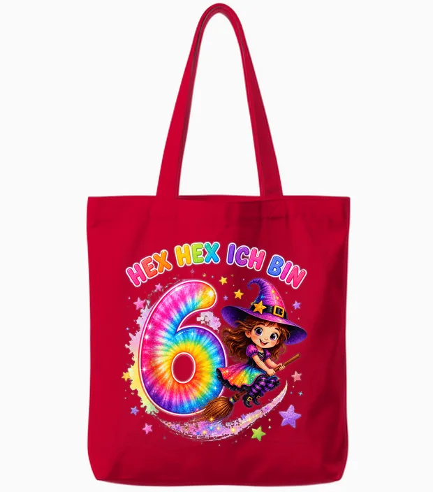 Hex Ich Bin 6 Hexen Geburtstag Geschenke Für Mädchen Tote Bags in Red