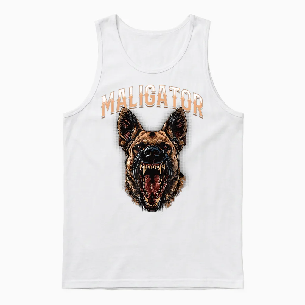 Maligator Belgian Malinois Dog Breed T-Shirt, Black, S Unisex Tank Top in White