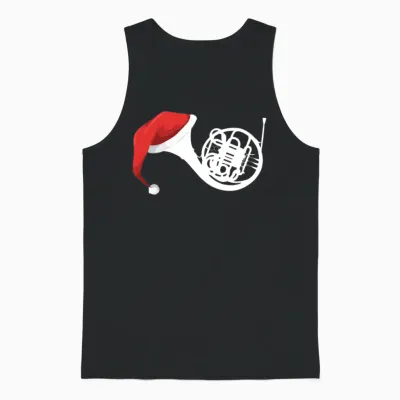 Christmas French Horn Shirt Santa French Horn Unisex Tank Top - Black