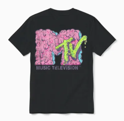 Mtv Logo Psychedelic Slime Brain Goo Zombie Melted Mtv Unisex T-Shirt - Black