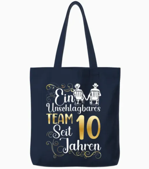 Rosenhochzeit 10 Jahre Verheiratet Hochzeitstag Tote Bags - Navy
