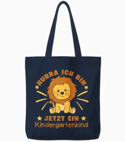 Hurra Ich Bin Jetzt Ein Kindergartenkind Löwe Kinder Tote Bags - Navy