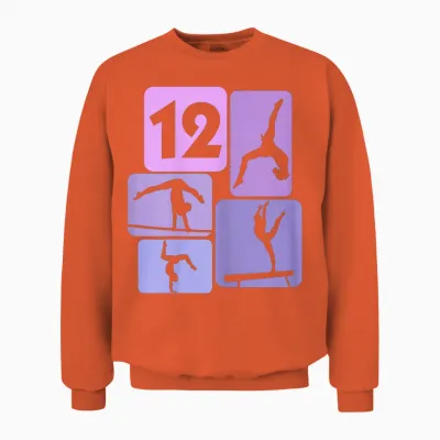 12th Birthday Girl Gymnastic Dancer 12 Years Gymnastics T-Shirt, Black Unisex Sweatshirt - Orange