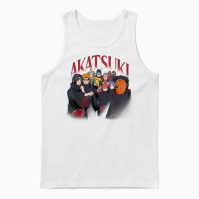 Naruto Shippuden Akatsuki Group Pose 90's Style Anime Unisex Tank Top - White