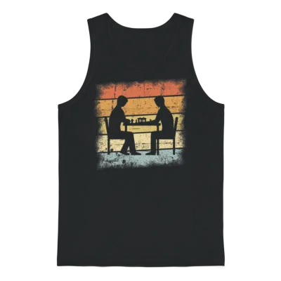 Chess Game Retro Design Unisex Tank Top - Black