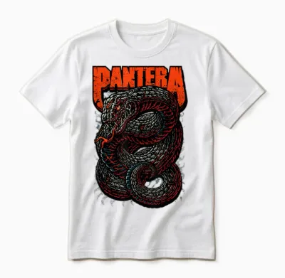 Pantera Venomous Official T-Shirt - Classic Fit, Crew Neck, Short Sleeve, Adult, Black Unisex T-Shirt - White
