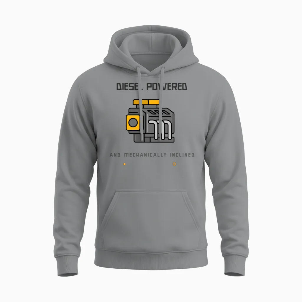 Diesel Powered and Mechanically Inclined Unisex Hoodie in Sport Grey