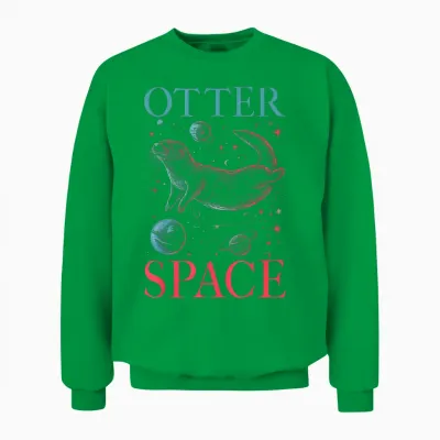 Otter Lover I'm from Otter Space Funny Sea Otter Word Game T-Shirt, Black Unisex Sweatshirt - Irish Green