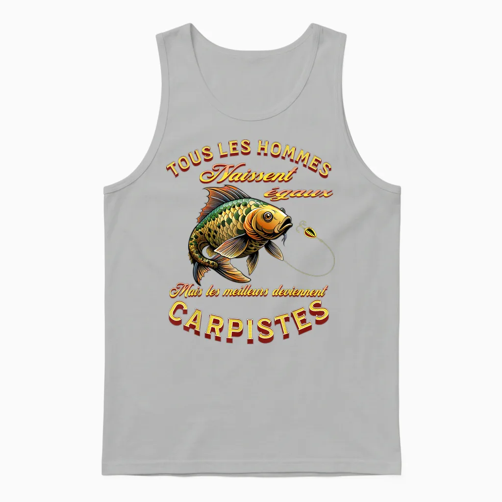 Carp Fishing Carp Gift T-Shirt, Black, S Unisex Tank Top in Ash