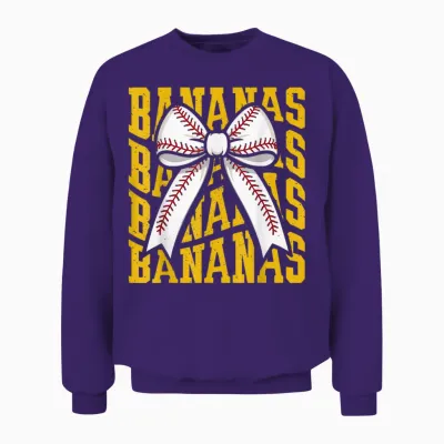 Retro Bananas Last Name Coquette Bow Women Girls Unisex Sweatshirt - Purple