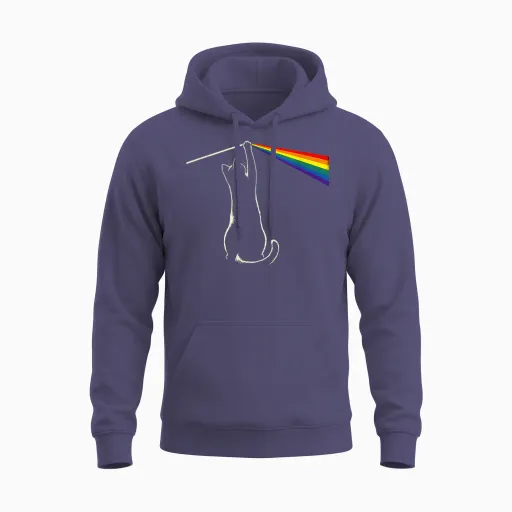 Funny Cat Interfering with the Light of the Prism | Parody Unisex Hoodie - Heather Sport Dark Navy
