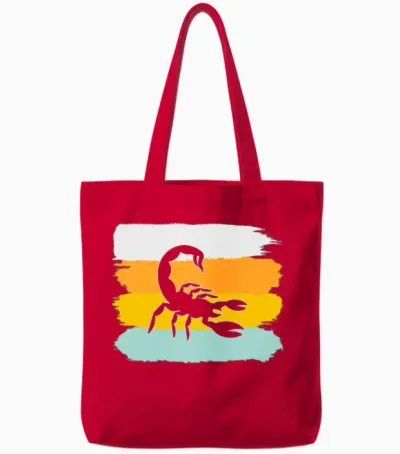 Scorpion Retro Tote Bags - Red