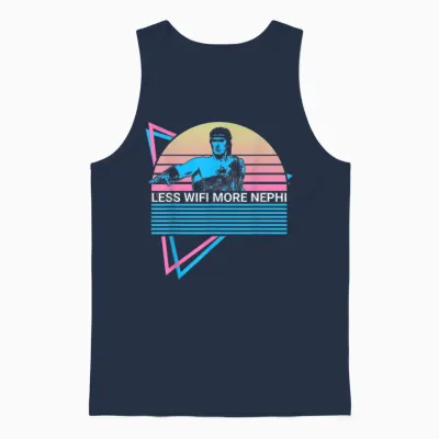 Mormon Lds Missionary Less Wifi More Nephi Unisex Tank Top - Navy