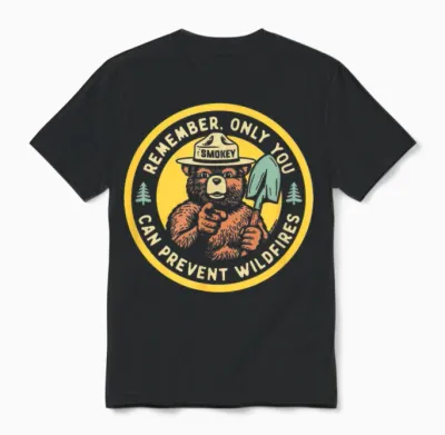 Remember Only You Can Prevent Wildfires Pointing Smokey Bear Unisex T-Shirt - Black