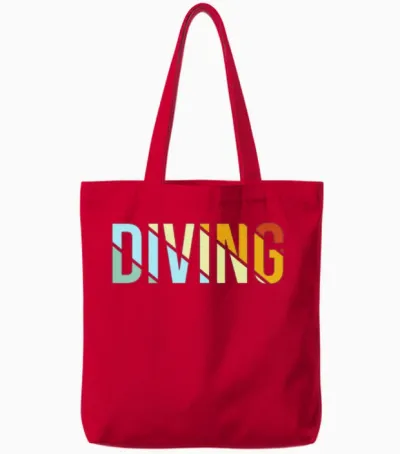 Diving Retro Tote Bags - Red